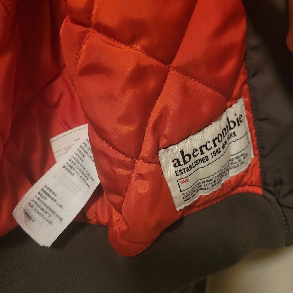 Kids Abercrombie & Fitch Gray Bomber Jacket Size 15/16 - Picture 5 of 10